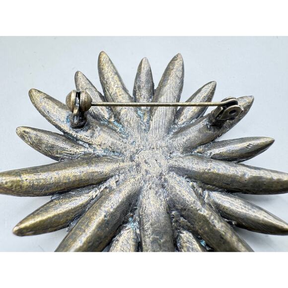 Vintage Sea Urchin Aurora Borealis Bronze Tone Brooch - Picture 7 of 8